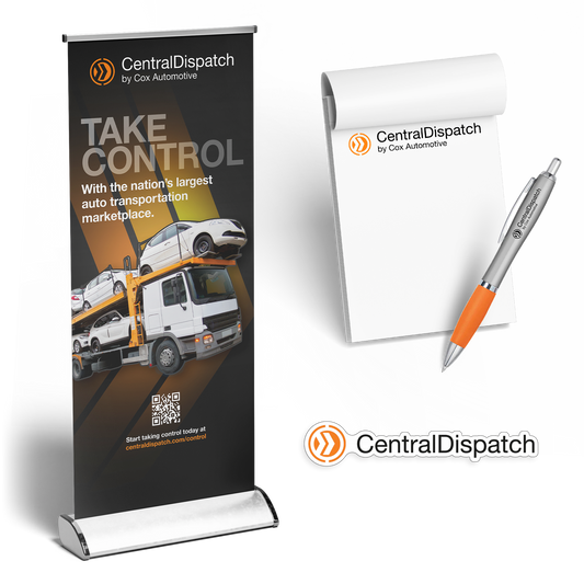 Welcome Kit A: Central Dispatch Auction Pull-up banner, 40 Notepads, 40 Pens and 40 Stickers